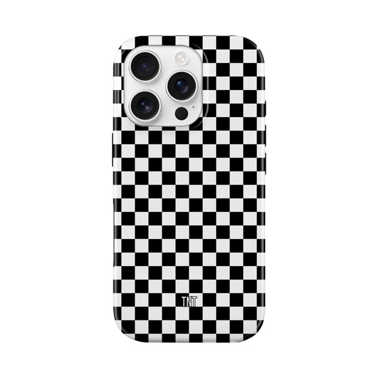 Black and White Checkered Trendy Tough Phone Case