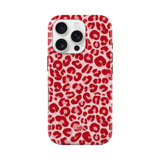 Red Cheetah Print Tough MagSafe Phone Case