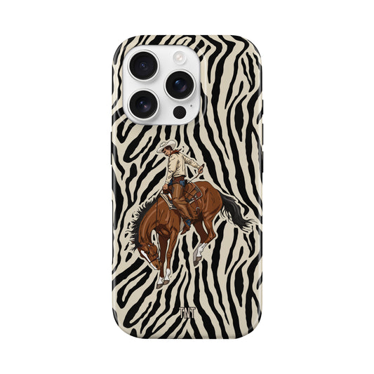 Zebra Bronc Rider Rodeo Western Tough MagSafe Phone Case