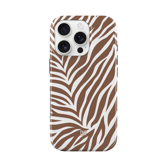 Brown Zebra Print Boho Tough Magsafe Phone Case