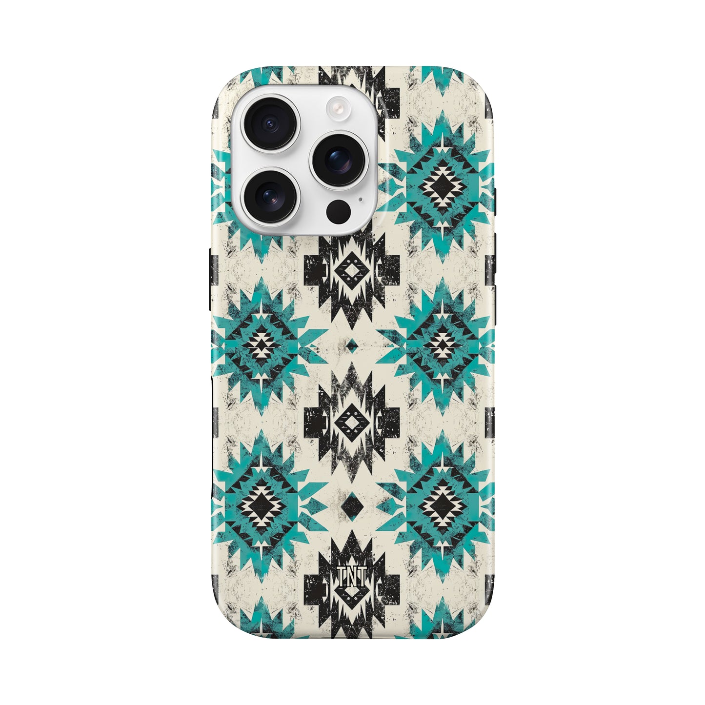 Distressed Turquoise Aztec Western Tough MagSafe Phone Case