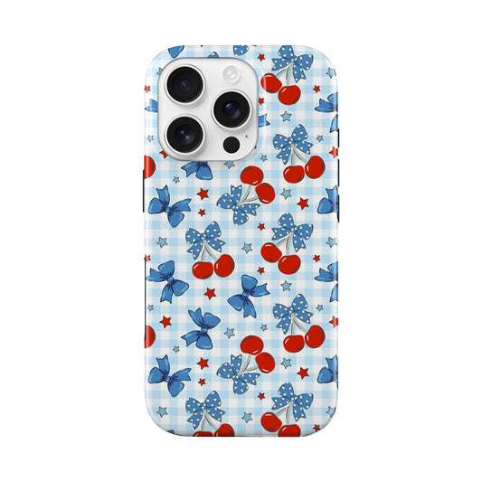 Patriotic Cherries America July 4th Tough MagSafe Phone Case