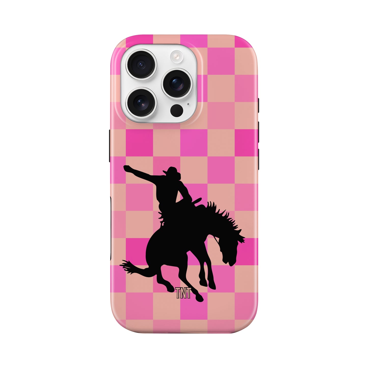 Pink Checkered Bronc Western Rodeo Tough MagSafe Phone Case