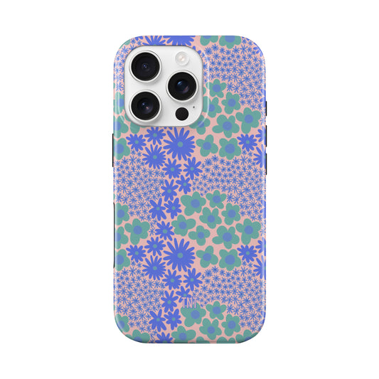 Blue Preppy Summer Florals Tough MagSafe Phone Case