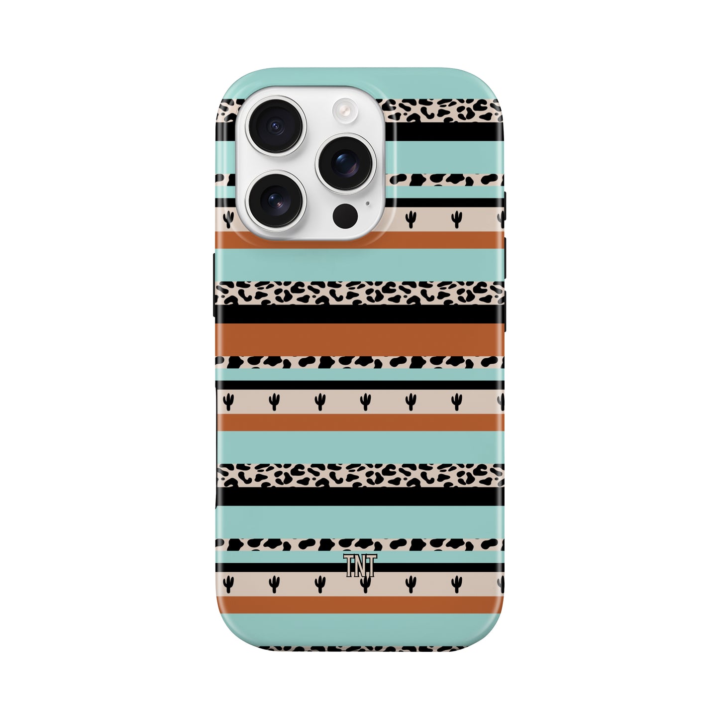 Cactus Leopard Stripes Western Boho Tough MagSafe Phone Case