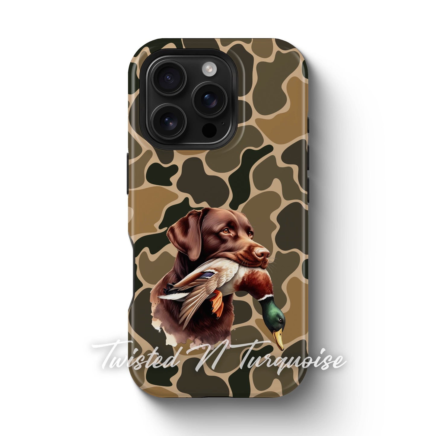 Chocolate Brown Lab Duck Camo Tough Phone Case