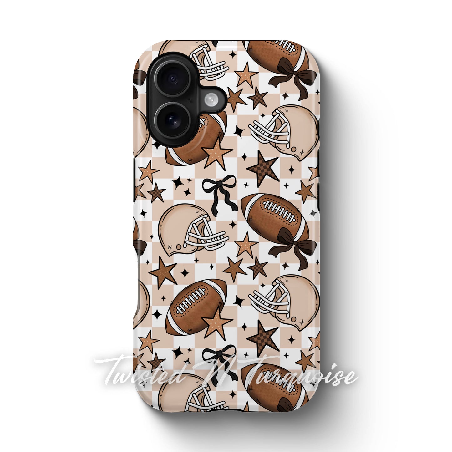 Girly Coquette Boho Checkered Football Tough Magnetic Mobile Phone Case