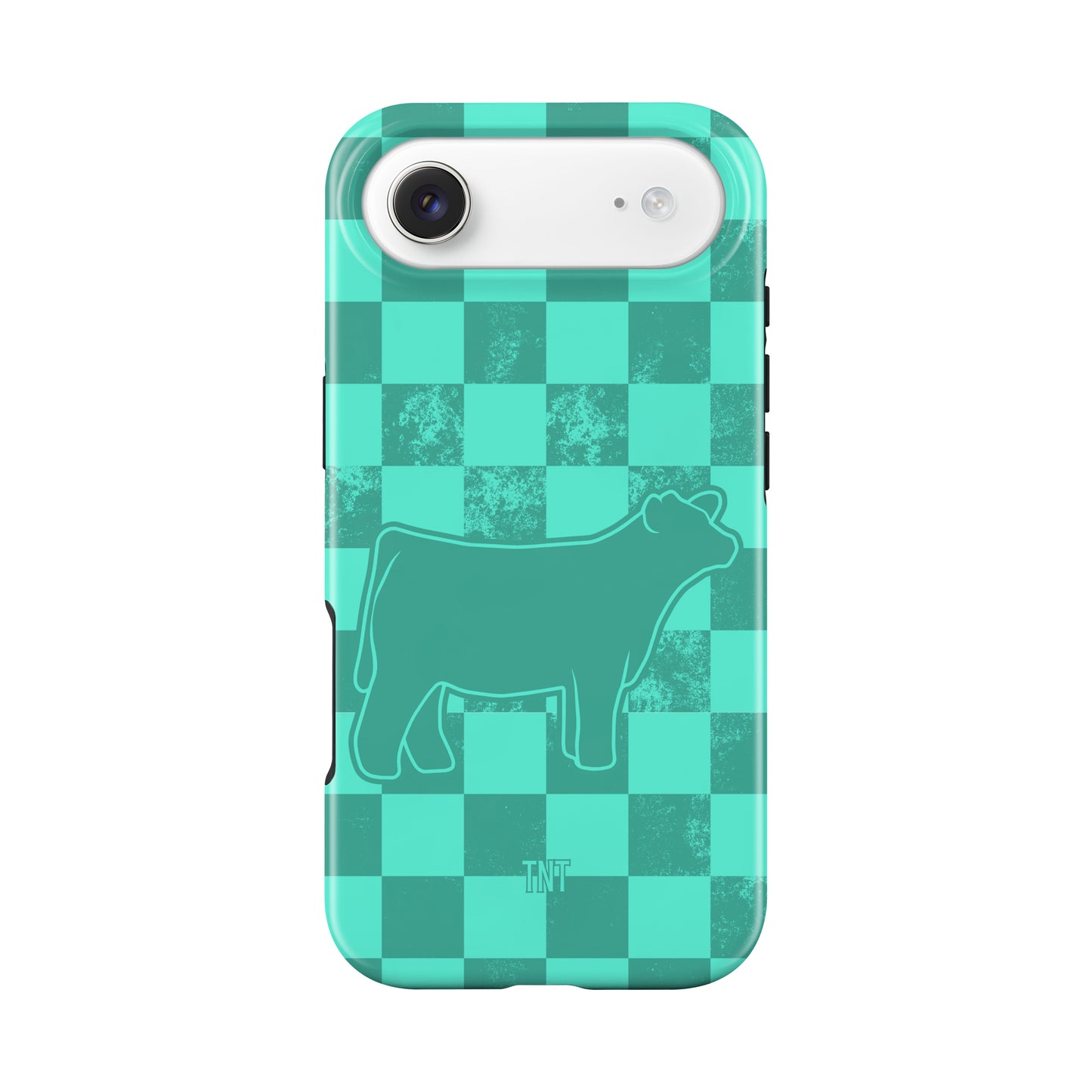 Turquoise Steer Show Animal Checkered Tough MagSafe Phone Case