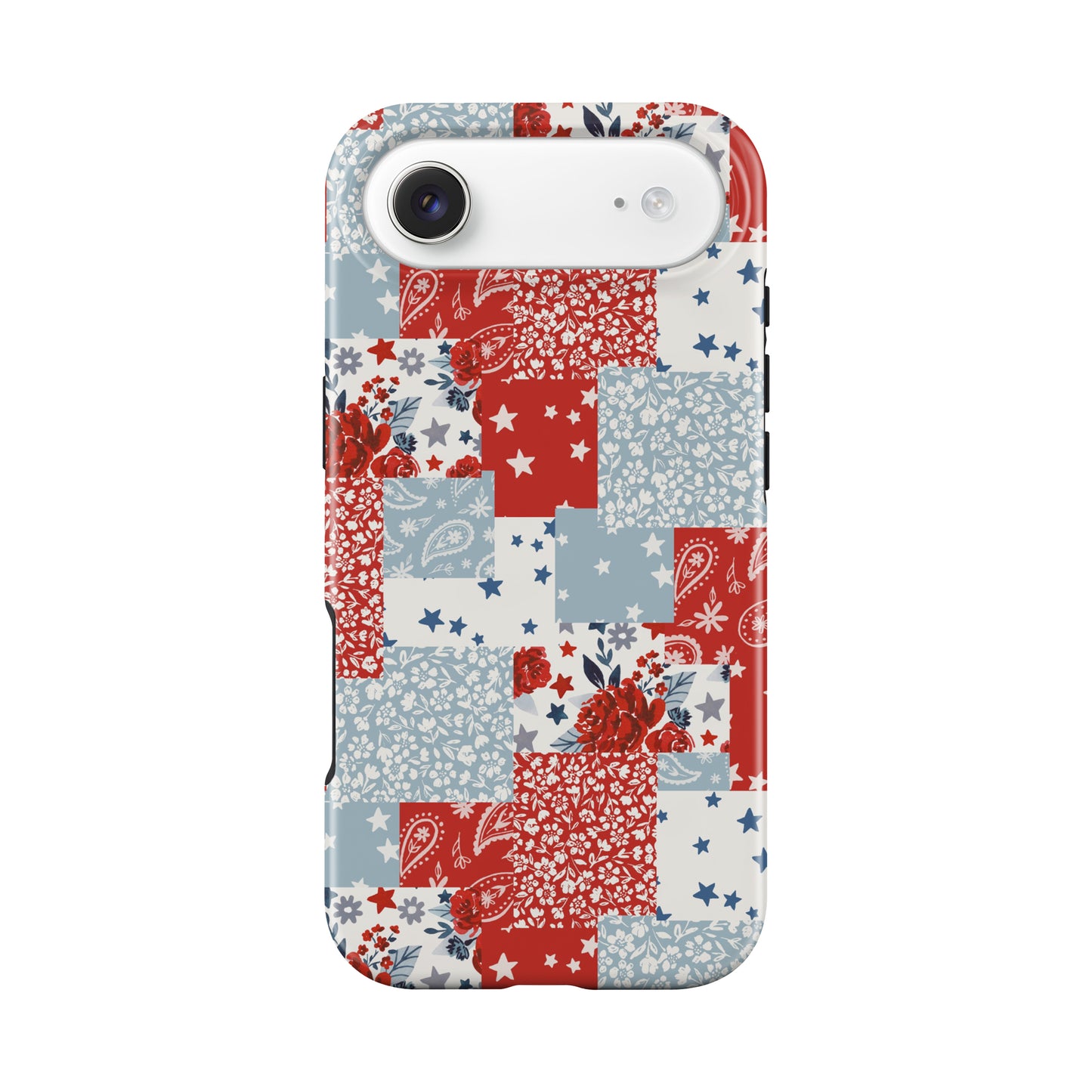Patriotic Floral Patchwork America July 4th Tough MagSafe Phone Case
