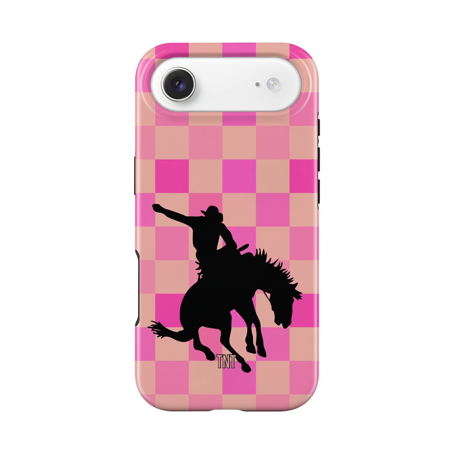 Pink Checkered Bronc Western Rodeo Tough MagSafe Phone Case