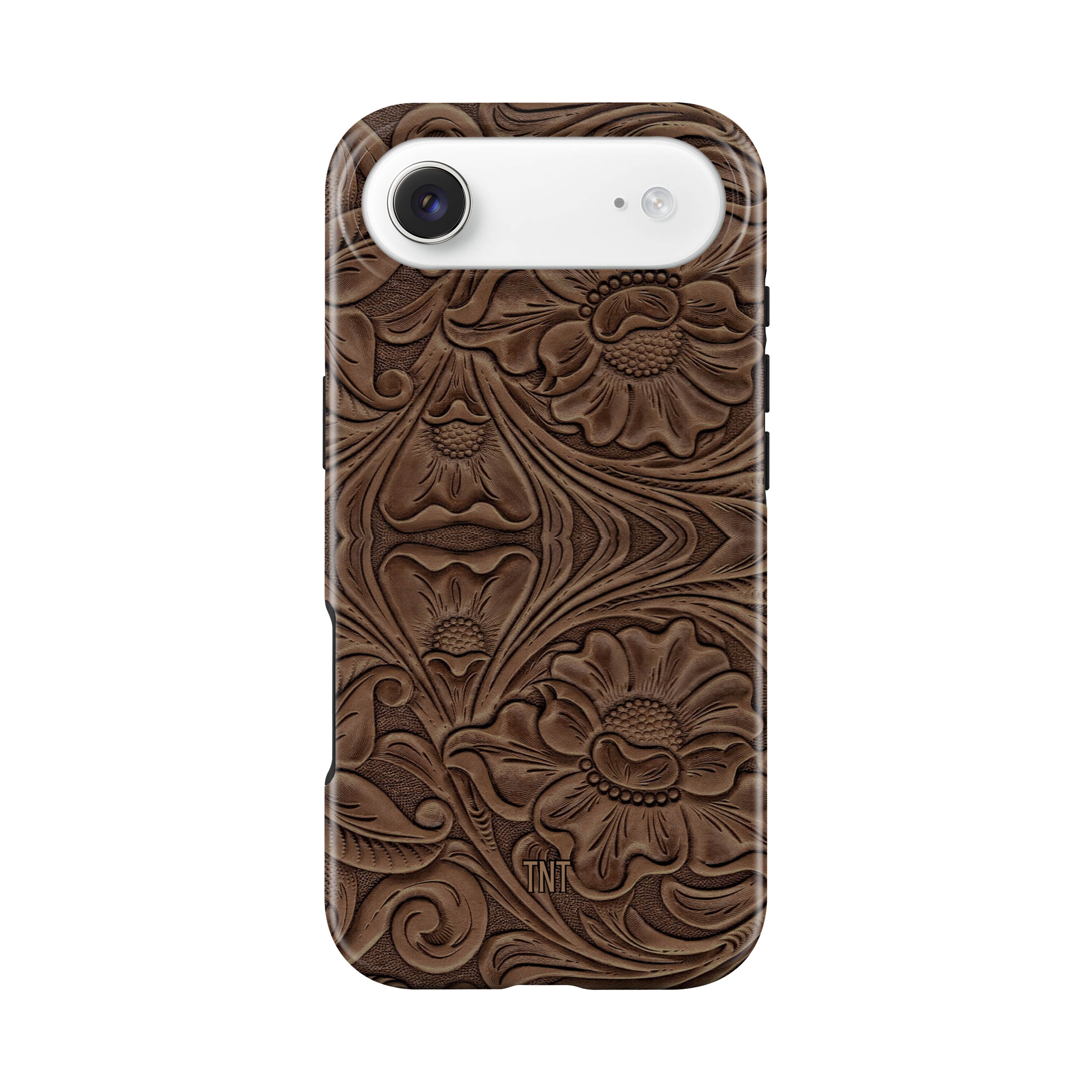 Faux Print Brown Tooled Leather Western Tough Magsafe Phone Case