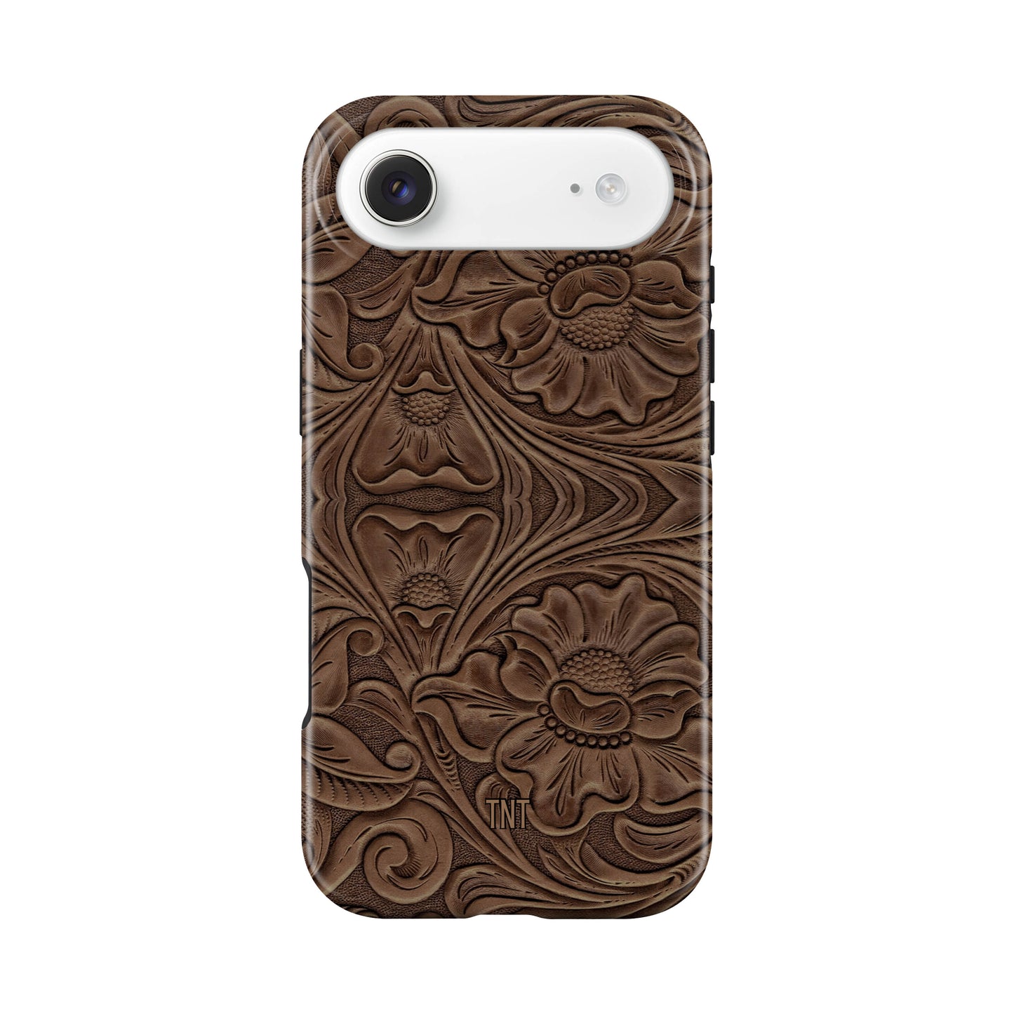 Faux Print Brown Tooled Leather Western Tough Magsafe Phone Case