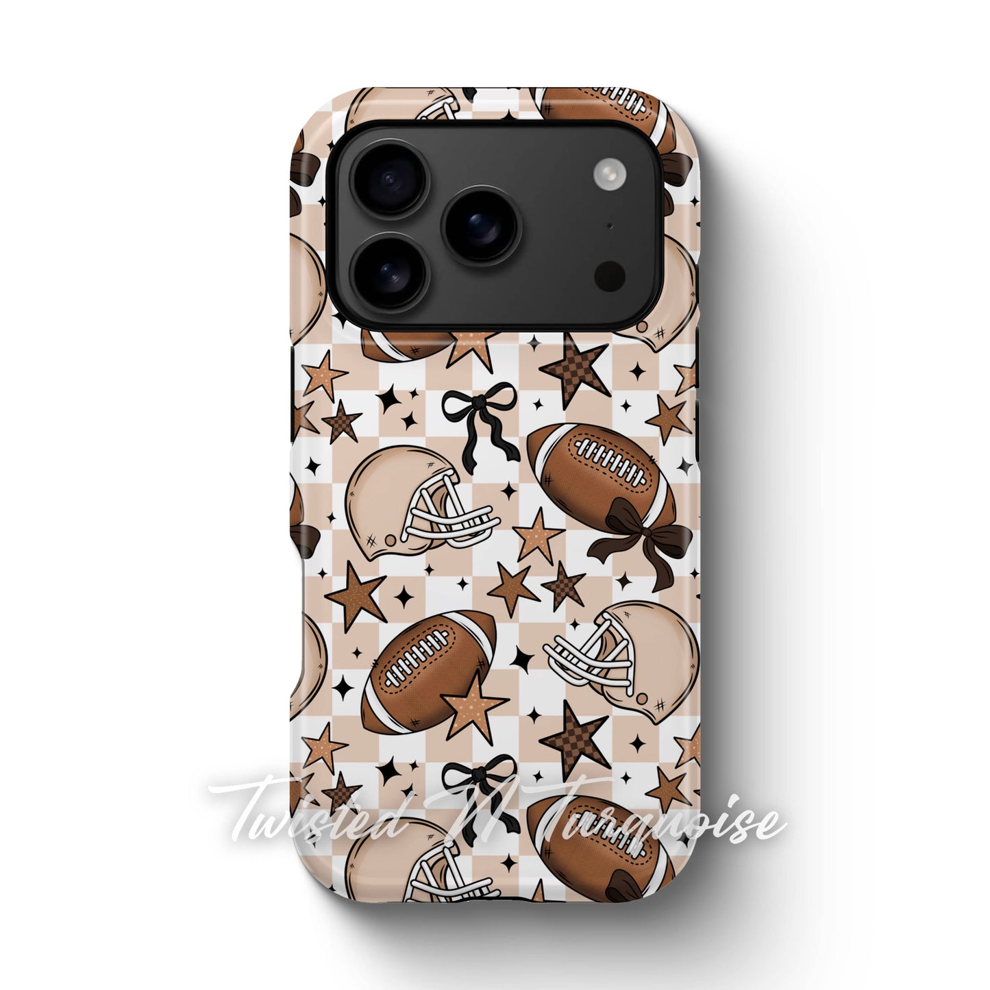 Girly Coquette Boho Checkered Football Tough Magnetic Mobile Phone Case