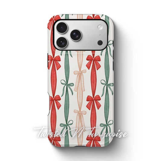 Striped Bows Christmas Tough Phone Case