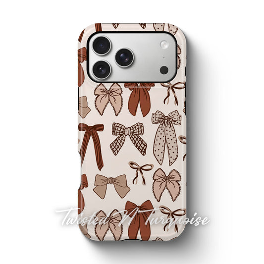 Brown Coquette Bows Tough Phone Case