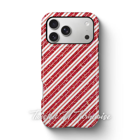 Candy Cane Glitter Tough Phone Case