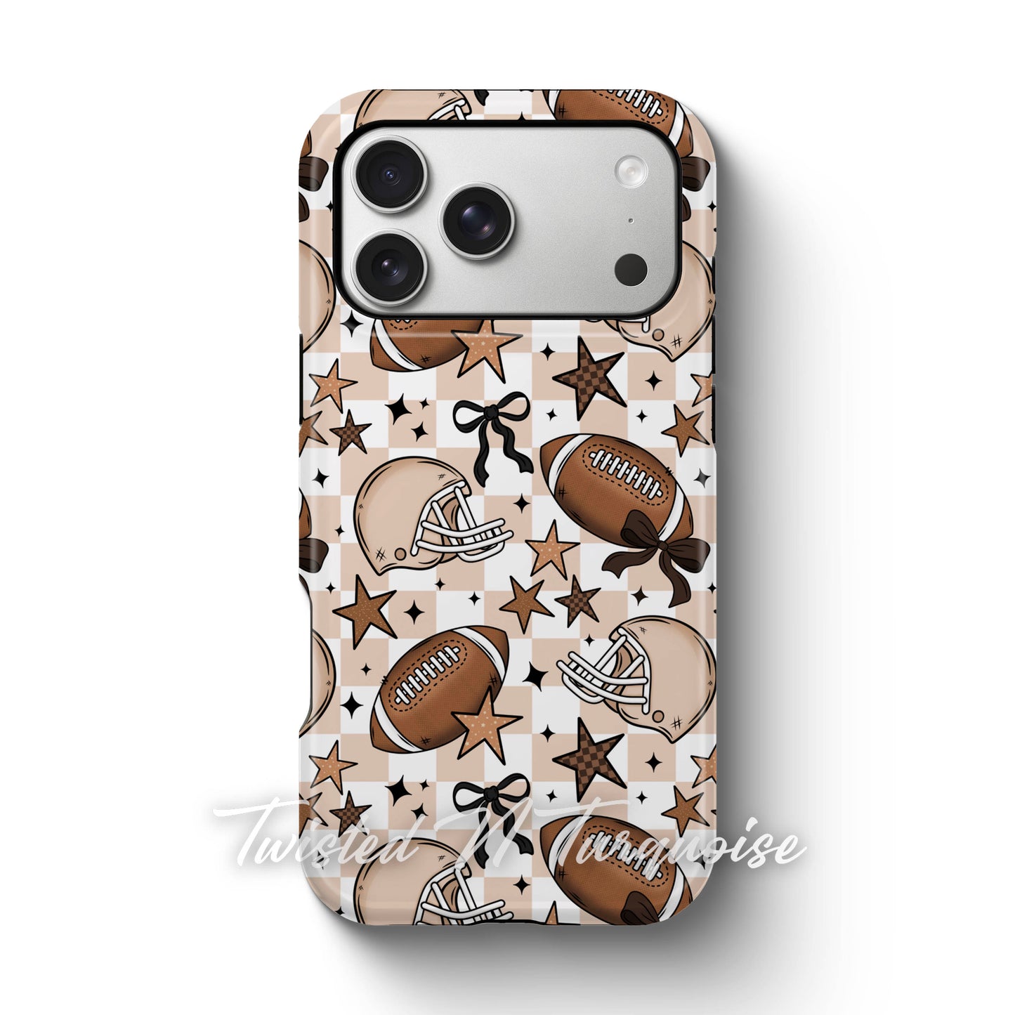 Girly Coquette Boho Checkered Football Tough Magnetic Mobile Phone Case