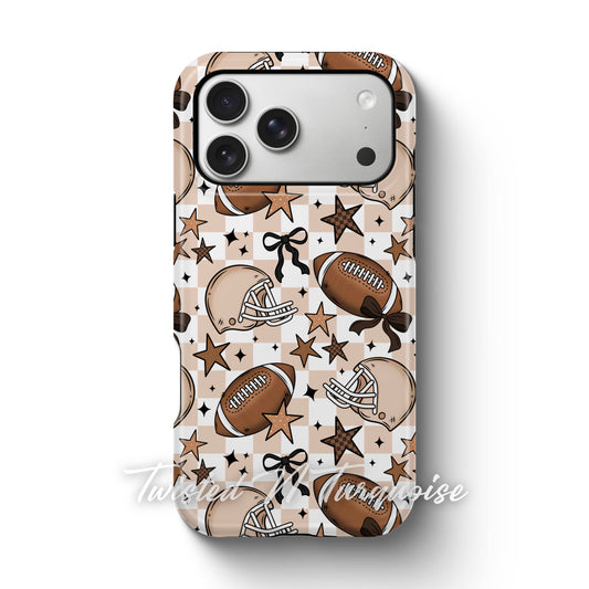Girly Coquette Boho Checkered Football Tough Magnetic Mobile Phone Case