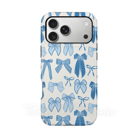 Winter Bows Blue Tough Magnetic Phone Case