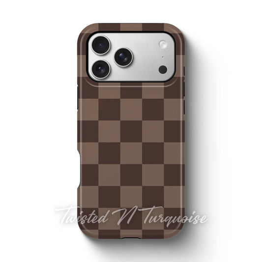 Fall Brown Checkered Tough Magnetic Mobile Phone Case
