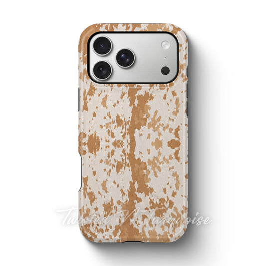 Light Brown Latte Cowhide Tough Magnetic Phone Case