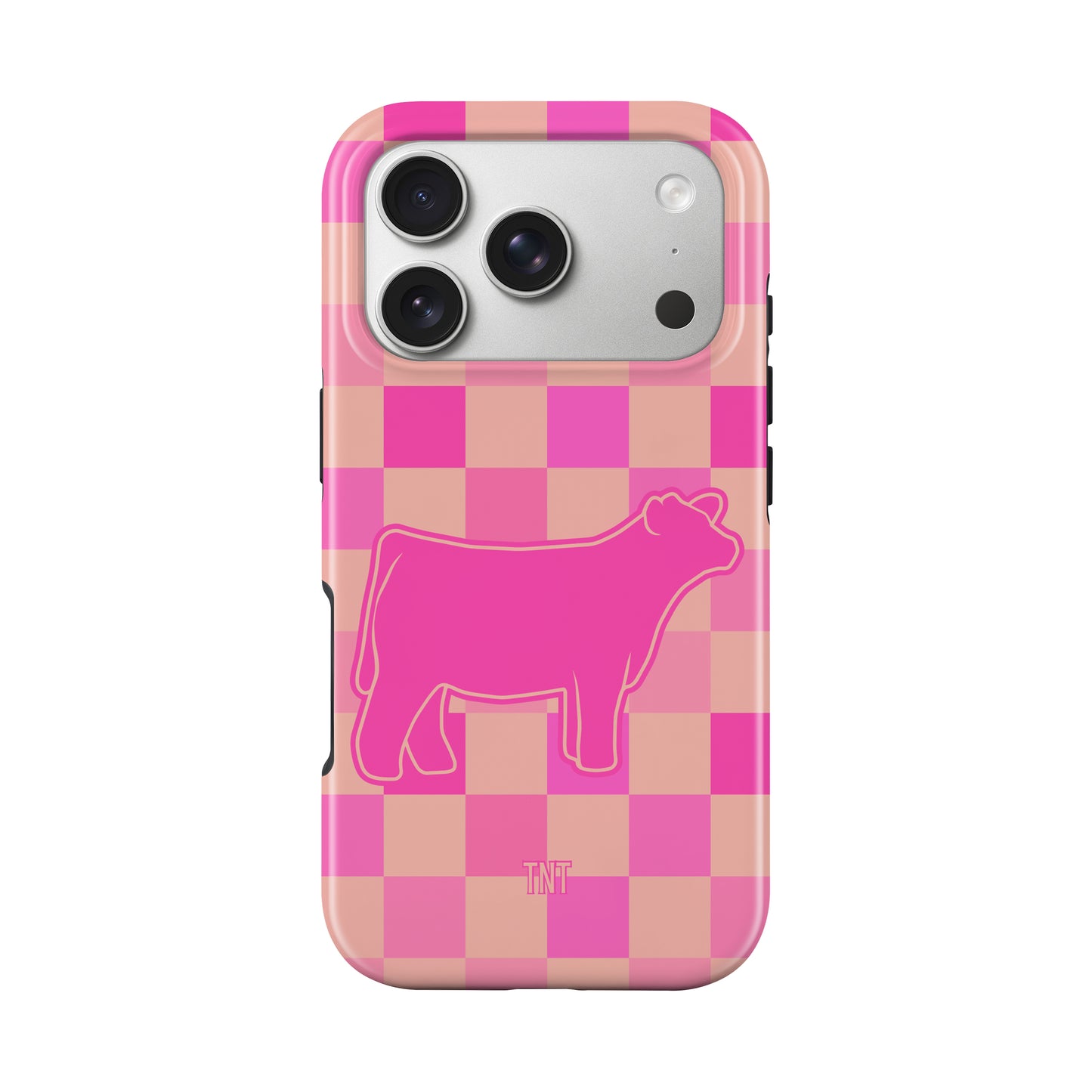 Pink Steer Show Animal Checkered Tough MagSafe Phone Case