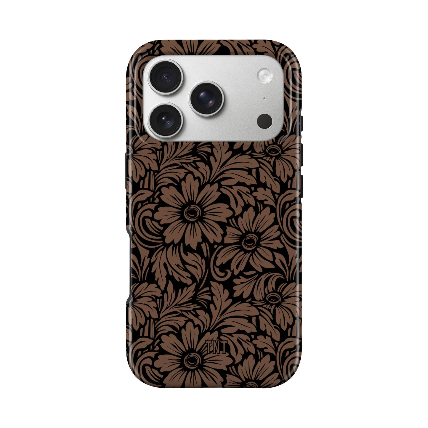 Faux Floral Tooled Leather Tough Magnetic Phone Case