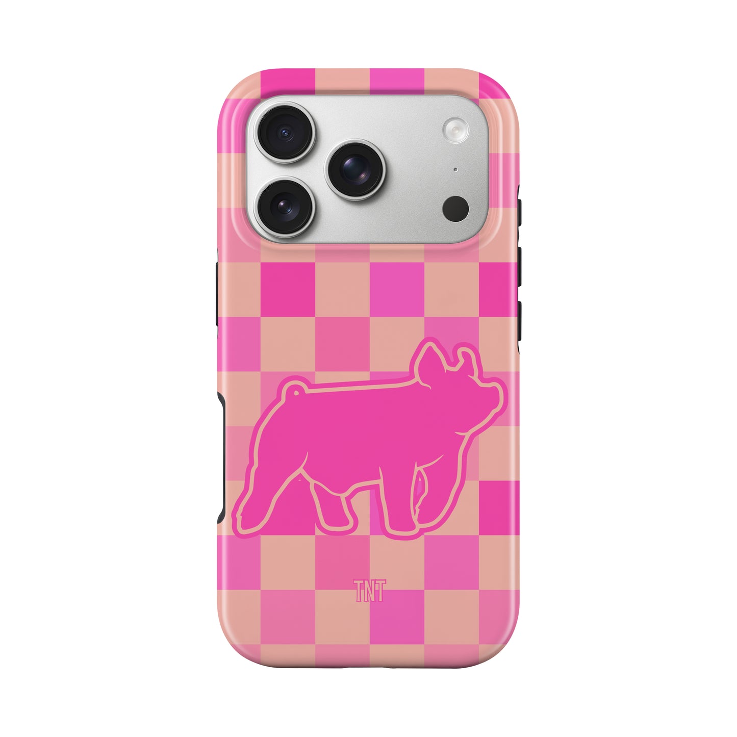 Pink Pig Show Animal Checkered Tough MagSafe Phone Case