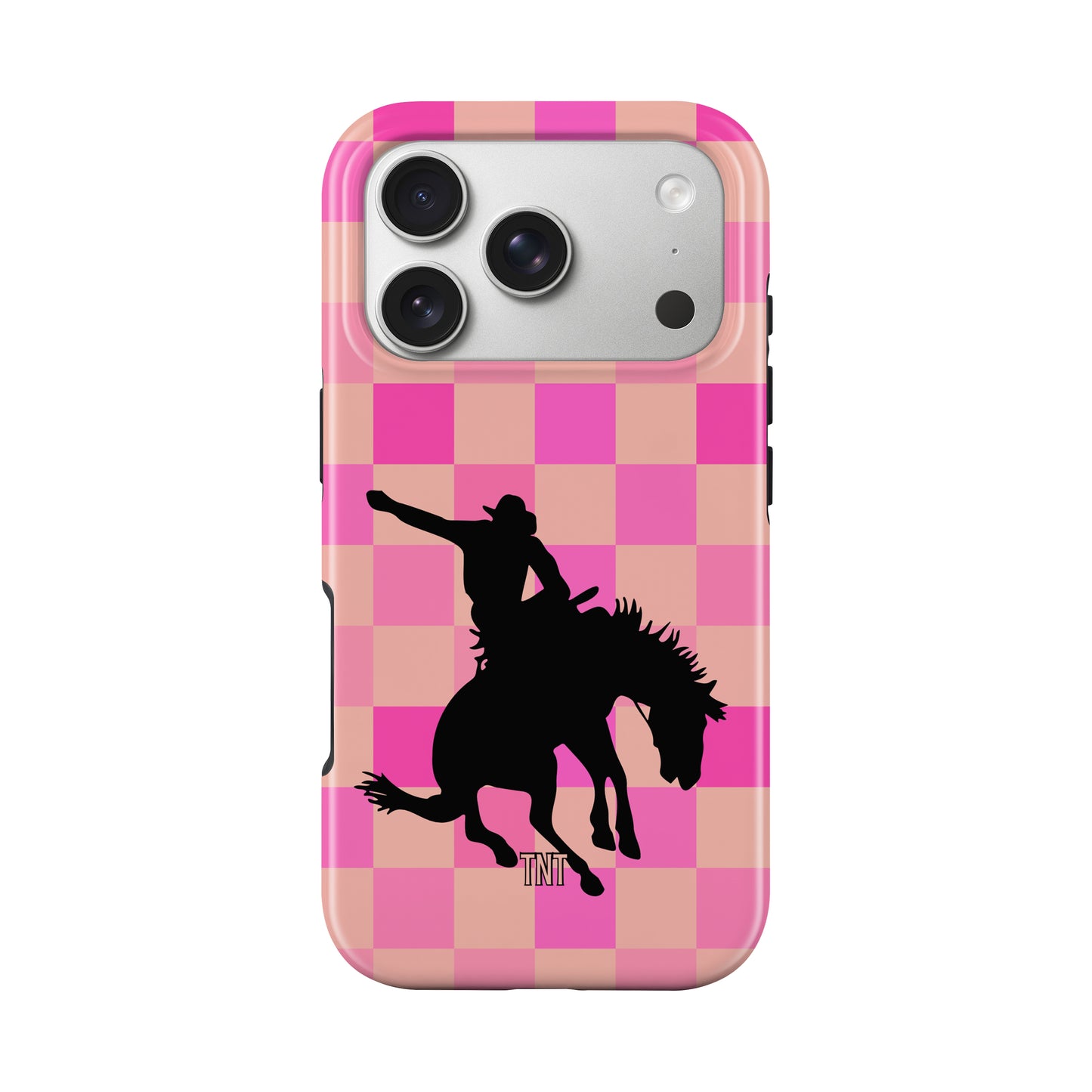 Pink Checkered Bronc Western Rodeo Tough MagSafe Phone Case