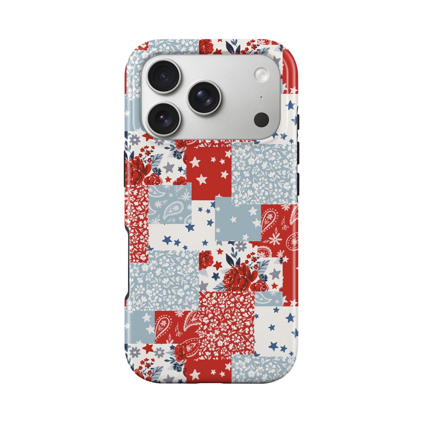 Patriotic Floral Patchwork America July 4th Tough MagSafe Phone Case