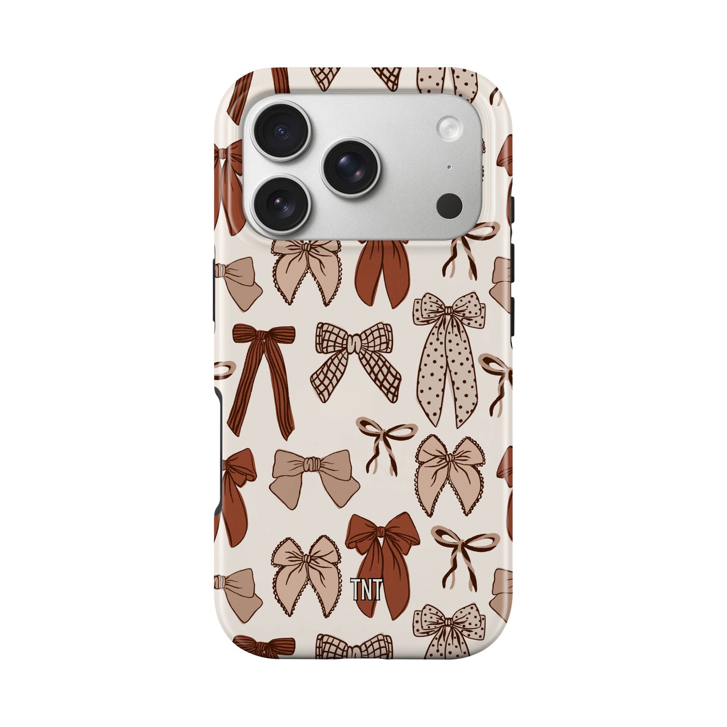Brown Neutral Coquette Bow Collage Tough Magsafe Phone Case