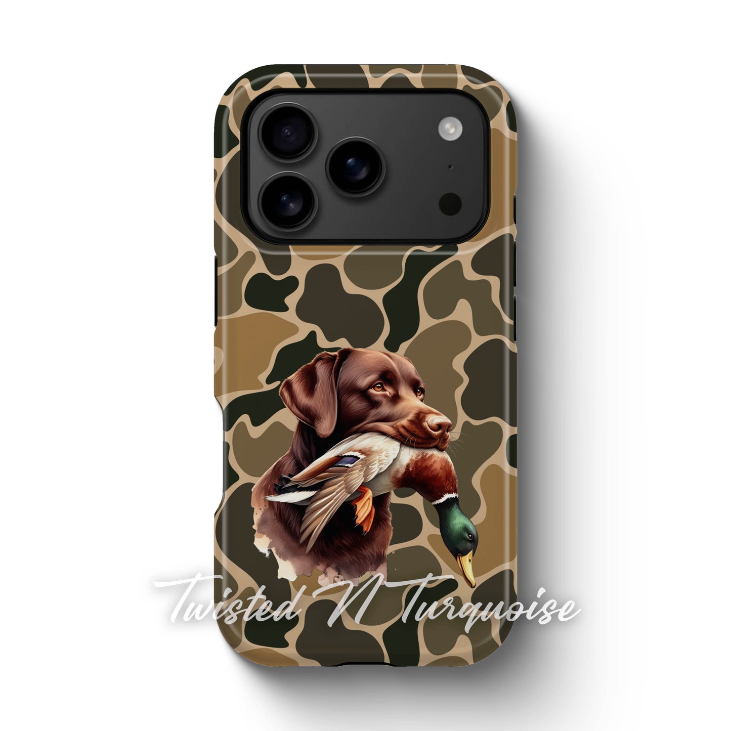 Chocolate Brown Lab Duck Camo Tough Phone Case