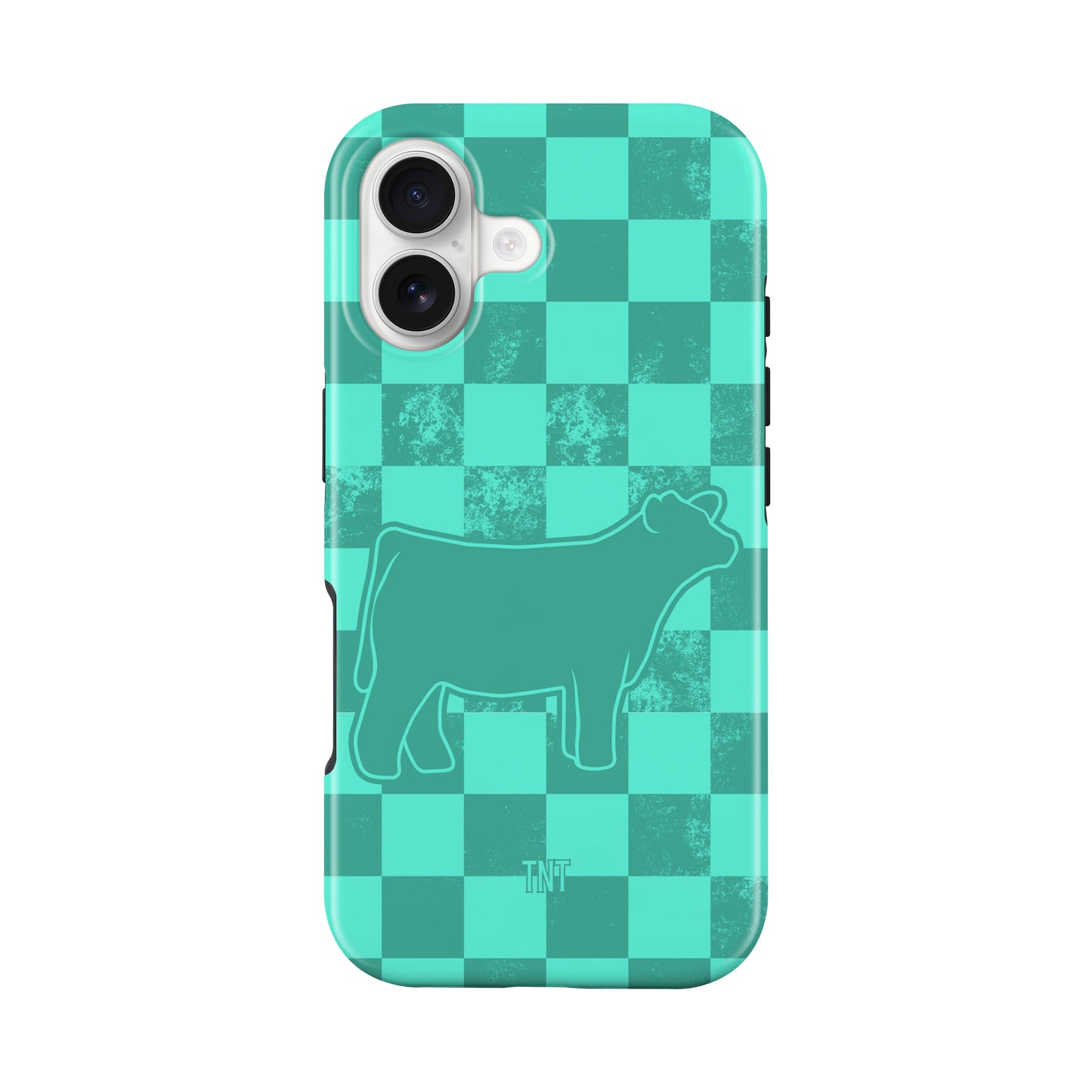 Turquoise Steer Show Animal Checkered Tough MagSafe Phone Case