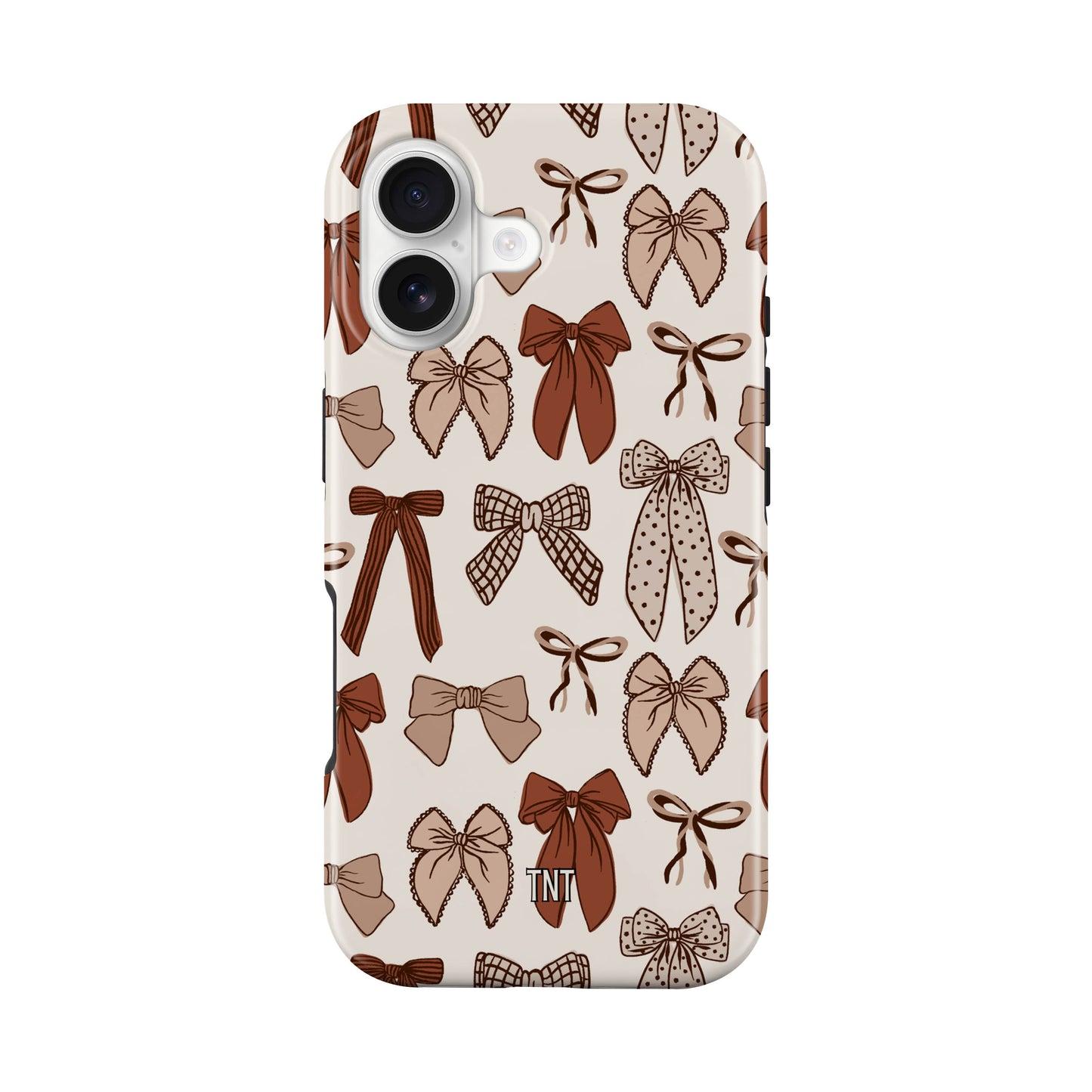 Brown Neutral Coquette Bow Collage Tough Magsafe Phone Case