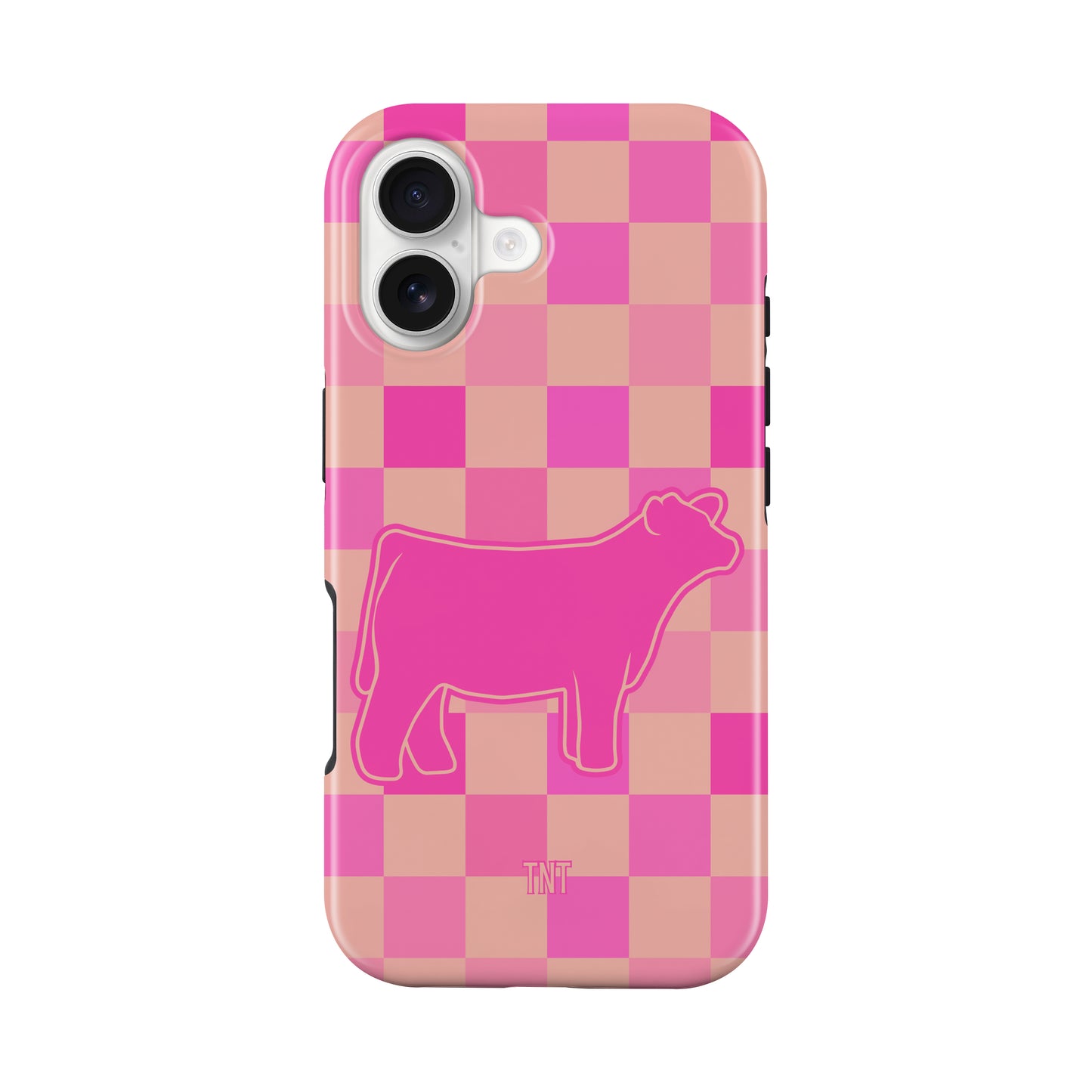 Pink Steer Show Animal Checkered Tough MagSafe Phone Case