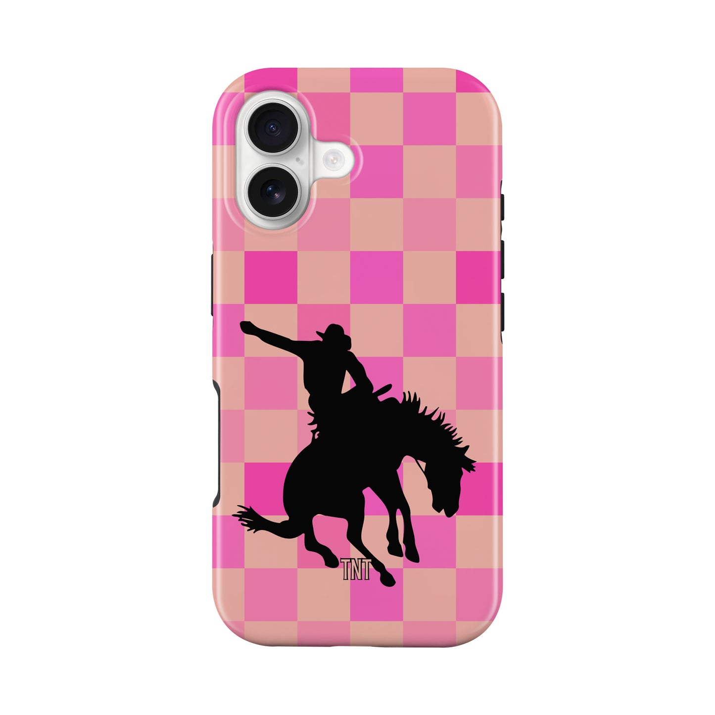 Pink Checkered Bronc Western Rodeo Tough MagSafe Phone Case