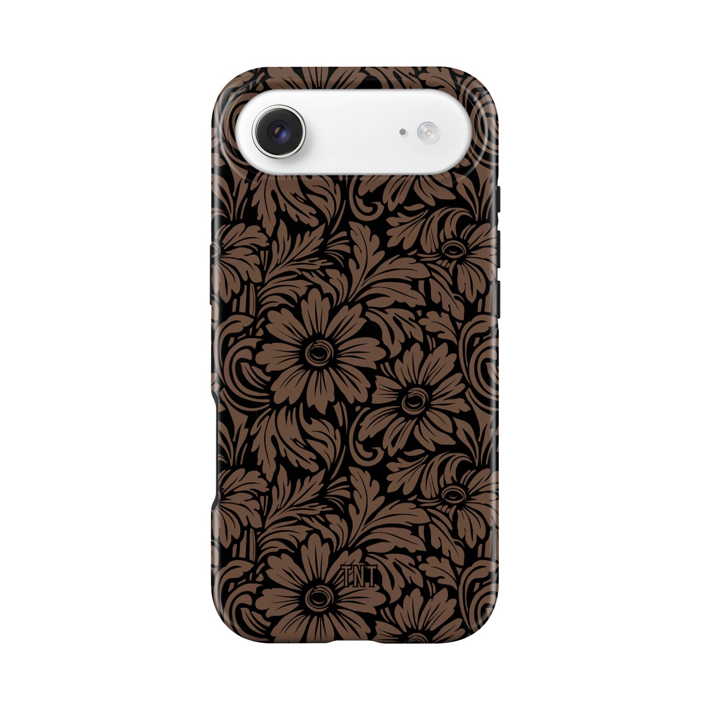 Faux Floral Tooled Leather Tough Magnetic Phone Case