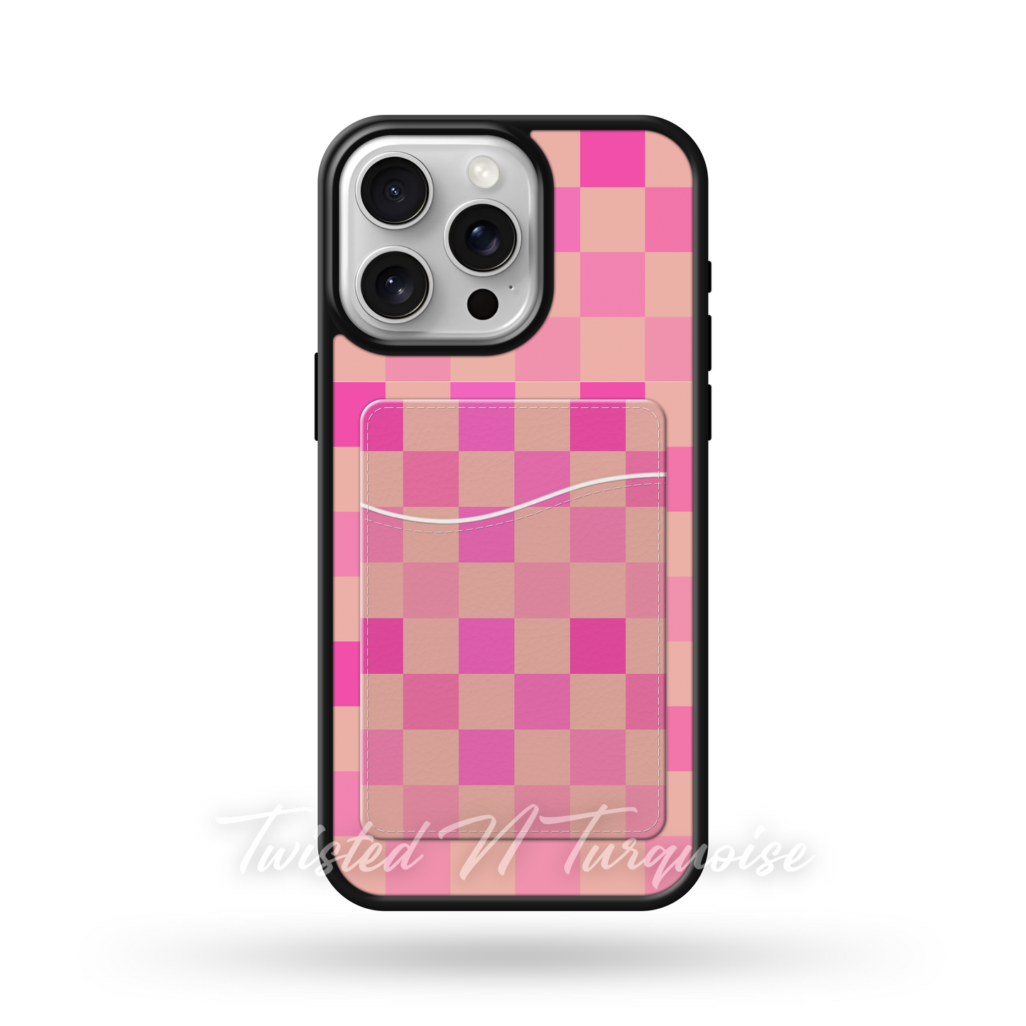 Pink Checkered Wallet Phone Case