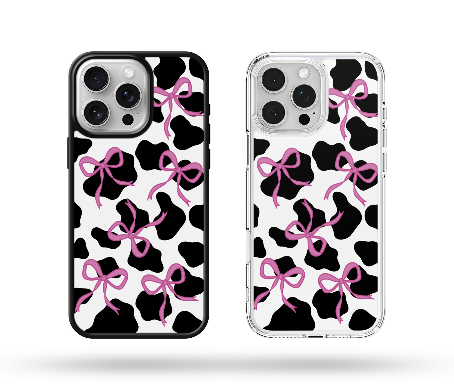 Pink Cow Print Coquette Bows MagSafe Compatible Phone Case