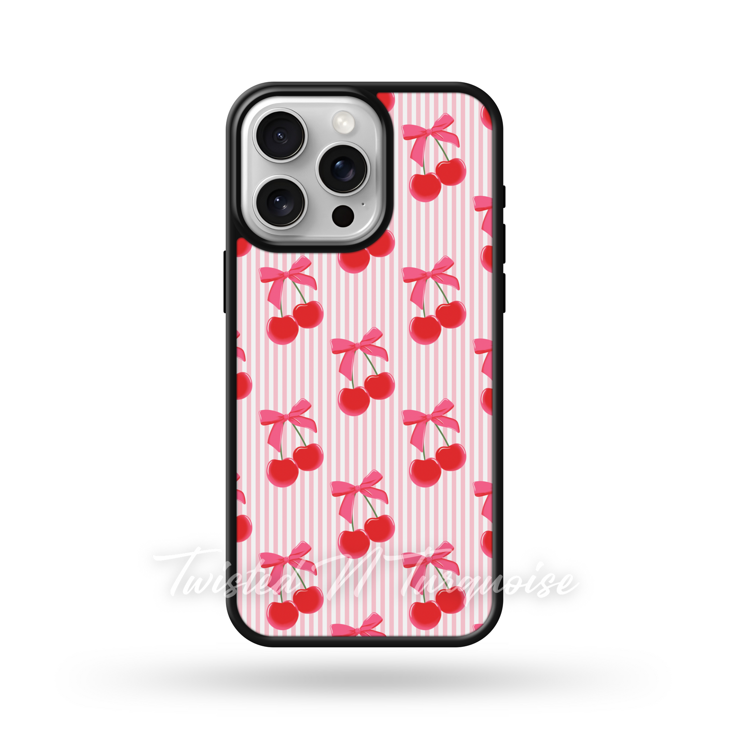 Striped Coquette Cherry Valentine Edge Phone Case