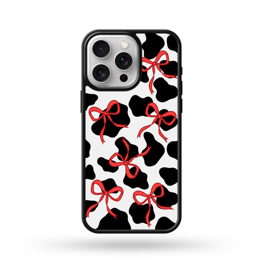 Red Cow Print Coquette Bows MagSafe Compatible Phone Case