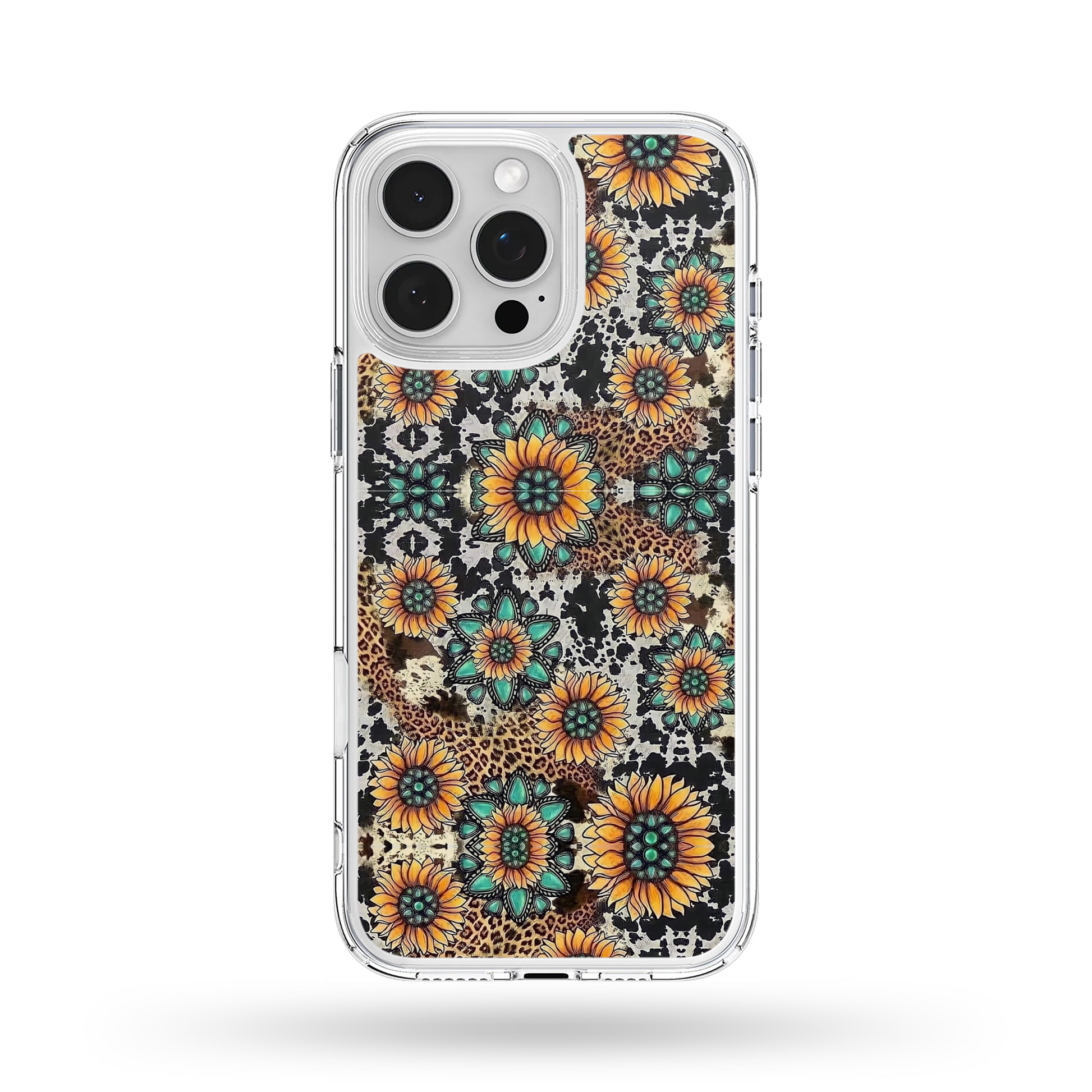 Turquoise Western Sunflowers Phone Case iPhone 14 / Black edge MagSafe / Matte Finish Turquoise Western Sunflowers Phone Case iPhone 14 / Black edge MagSafe / Matte Finish