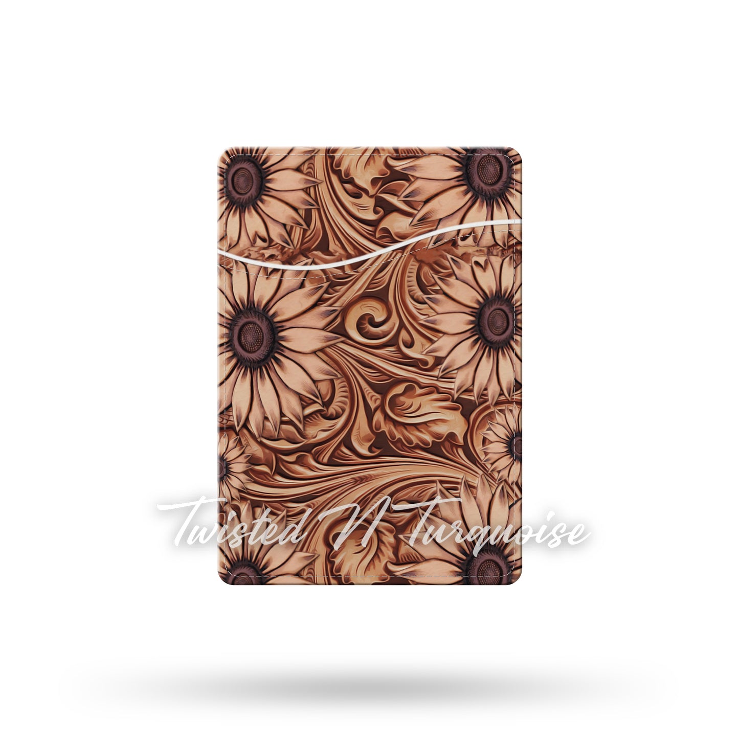 Faux Tooled Sunflower Leather MagSafe Wallet