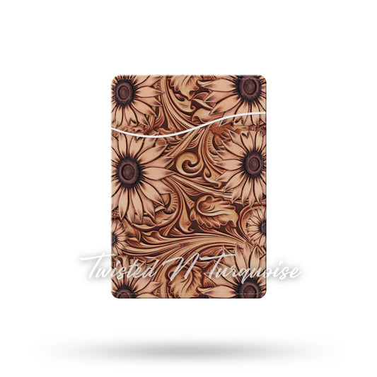 Faux Tooled Sunflower Leather MagSafe Wallet