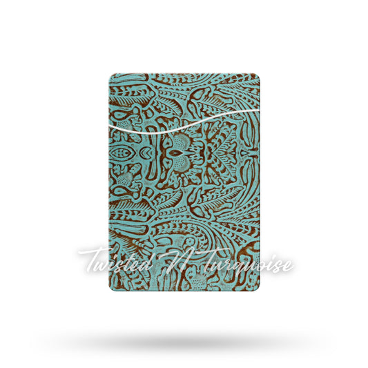 Teal Tooled Faux Leather MagSafe Wallet