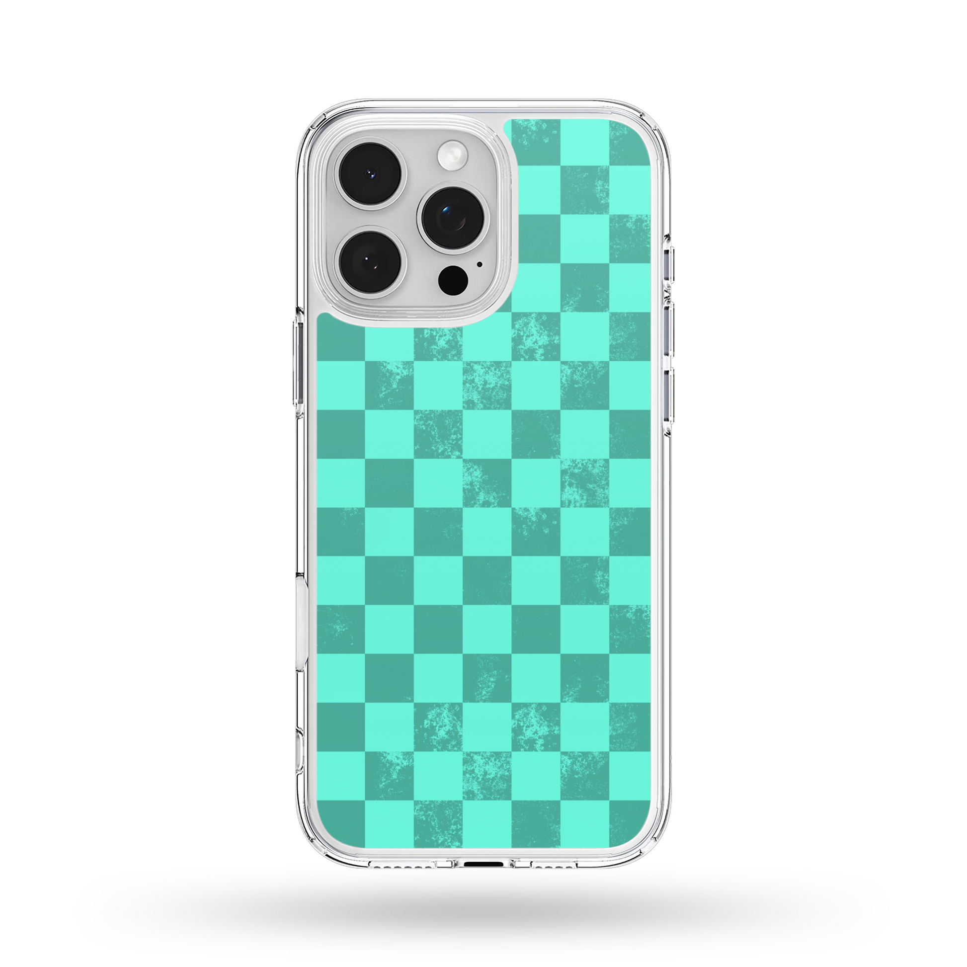 Turquoise Checkered Phone Case 13 / Black Edge NON MagSafe / Glossy Finish Turquoise Checkered Phone Case 13 / Black Edge NON MagSafe / Glossy Finish