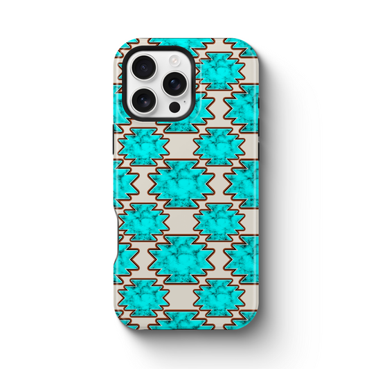 Turquoise Marble Aztec Western Tough Magnetic Mobile Phone Case