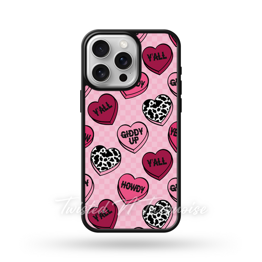 Western Candy Hearts Valentine Edge Phone Case