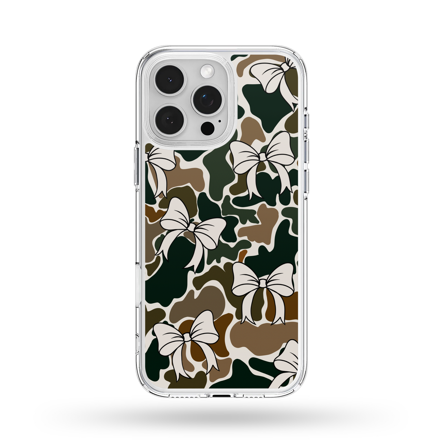White Trendy Camo Bows MagSafe Compatible Phone Case