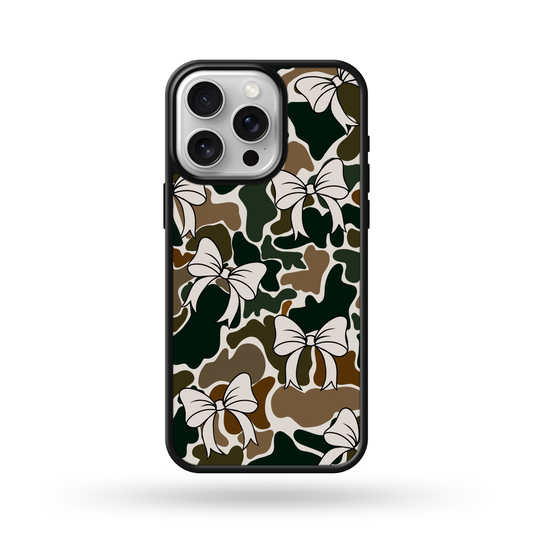 White Trendy Camo Bows MagSafe Compatible Phone Case